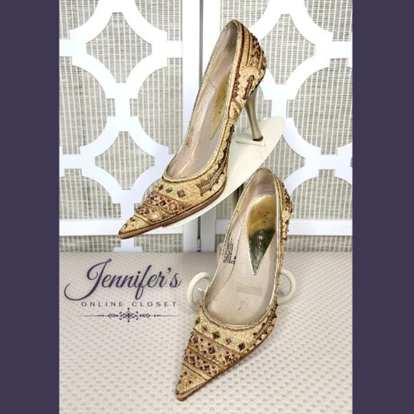 Nine West Casanova Brocade Beaded Pointed Toe Heels Size 6.5 - Picture 1 of 16
